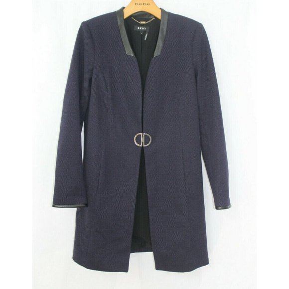 Dkny Jackets & Blazers - DKNY $159 Womens Purple Wear to Work Jacket Topper Faux Leather Trim 6 NWT